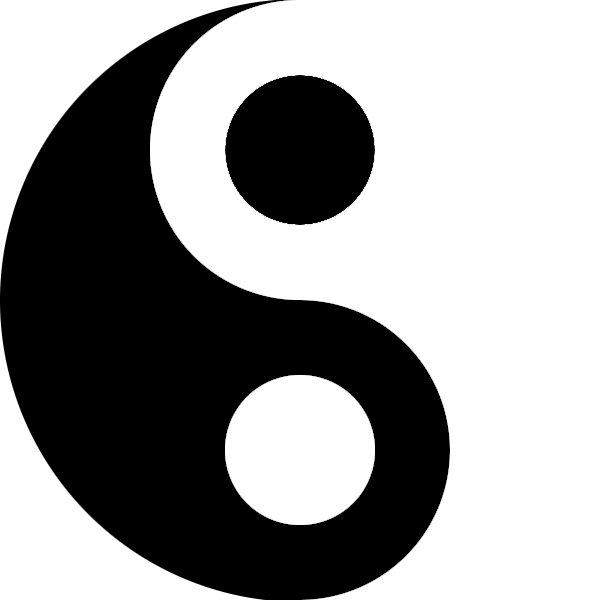 yin yang sign which is a circle composed of two interlocking swirls or teardrops one black and one white and each swirl has a dot of the opposite color in it